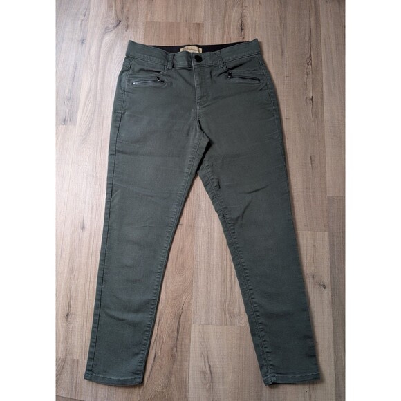 Democracy Denim - Democracy "Ab" technology Size 8 Skinny Ankle Green Denim Moto Zippers Slimming